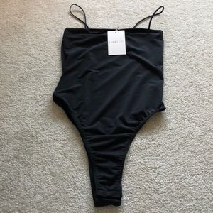 Black straight cut bodysuit